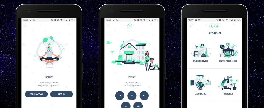 Omnibus - zrzut ekranu - wybór szkoły i klasy