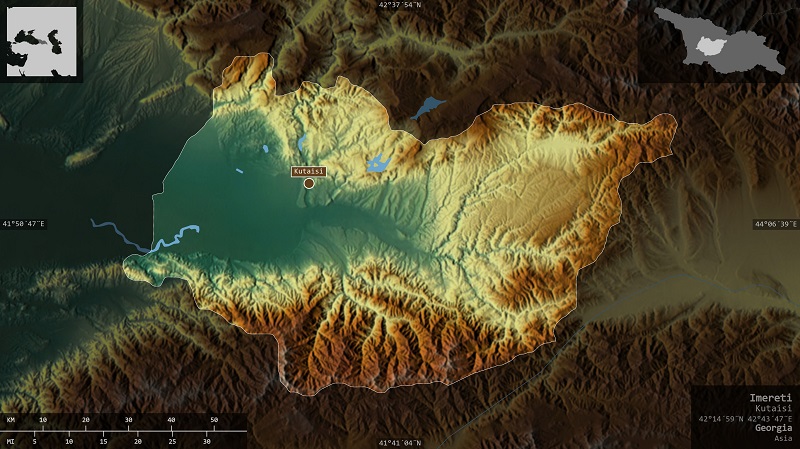 Kutaisi na mapie Gruzji