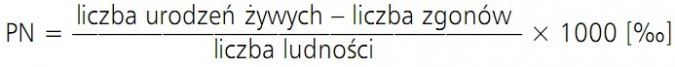 Wzór na przyrost naturalny. (Liczba urodzeń żywych - liczba zgonów) / liczba ludności x 1000.