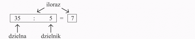 Dzielenie. Iloraz, dzielna, dzielnik.