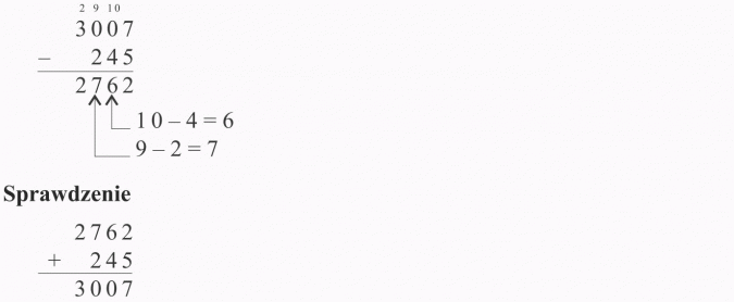 Odejmowanie pisemne.