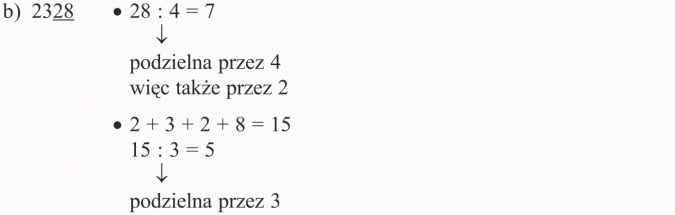 Cechy podzielności liczb. Podzielna przez 4, więc także przez 2. Podzielna przez 3.