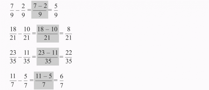 Odejmowanie ułamków zwykłych.