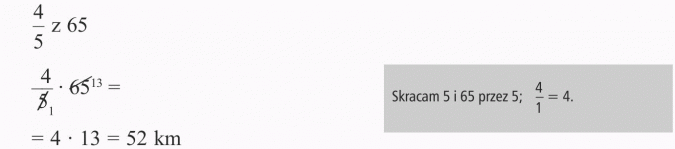 Mnożenie ułamków. Skracam 5 i 65 przez 5.