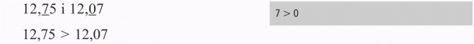 Porównywanie ułamków dziesiętnych. 7 > 0