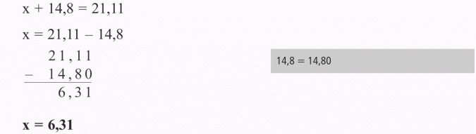 Odejmowanie ułamków dziesiętnych. 14,8 = 14,80.