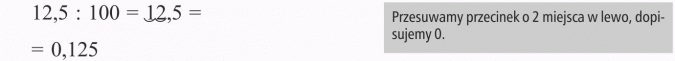 Dzielenie ułamków dziesiętnych przez 10, 100, 1000... Przesuwamy przecinek o 2 miejsca w lewo, dopisujemy 0.