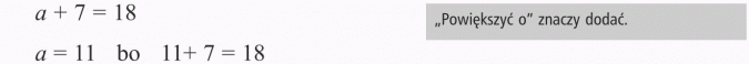 Zapisywanie równań. Powiększyć o znaczy dodać.
