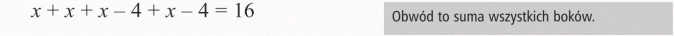 Rozwiązywanie zadań tekstowych. Obwód to suma wszystkich boków.