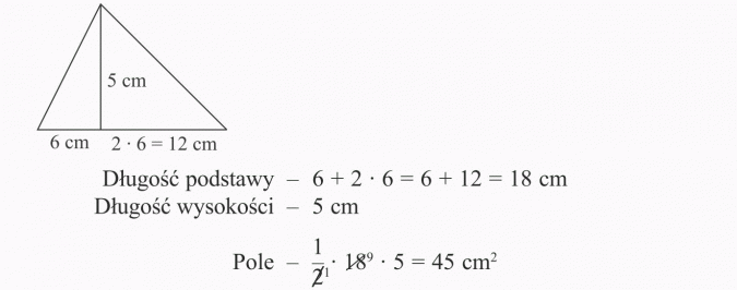 Rozwiązywanie zadań tekstowych. Długość podstawy, długość wysokości, pole.