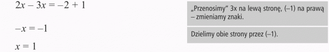 Rozwiązywanie zadań tekstowych. Przenosimy 3x na lewą stronę, (-1) na prawą - zmieniamy znaki. Dzielimy obie strony przez (-1).
