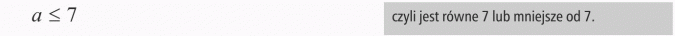 Zapisywanie nierówności. Czyli jest równe lub mniejsze od 7.