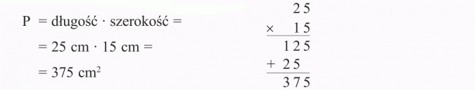 Pole prostokąta. P = długość x szerokość.