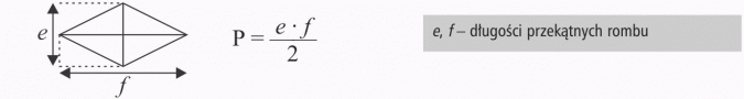 Wzory na pola figur. Długości przekątnych rombu.