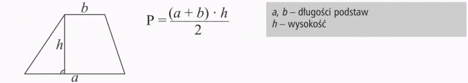 Wzory na pola figur. Długości podstaw, wysokość.