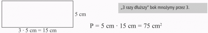 Pola figur. 3 razy dłuższy bok mnożymy przez 3.