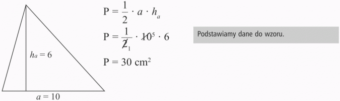 Pola figur. Podstawiamy dane do wzoru.