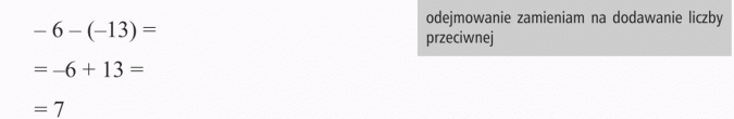 Dodawanie i odejmowanie liczb całkowitych. Odejmowanie zamieniam na dodawanie liczby przeciwnej.