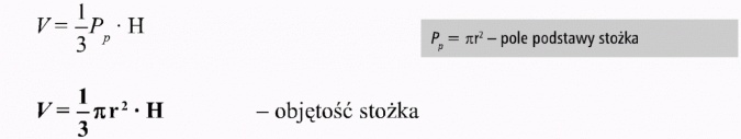 Stożek. Pole podstawy stożka. Objętość stożka.