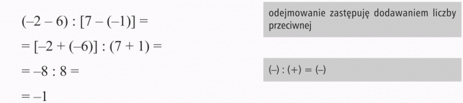 Działania na liczbach całkowitych. Odejmowanie zastępuję dodawaniem liczby przeciwnej.