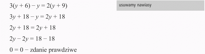 Rozwiązywanie równań. Usuwamy nawiasy. Zdanie prawdziwe.