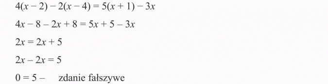 Rozwiązywanie równań. Zdanie fałszywe.