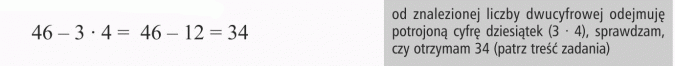 Zadania tekstowe. Od znalezionej liczby dwucyfrowej odejmuję potrojoną cyfrę dziesiątek, sprawdzam czy otrzymam 34.