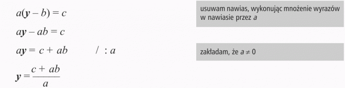 Przekształcanie wzorów. Usuwam nawias, wykonując mnożenie wyrazów w nawiasie przez a. Zakładam, że a != 0.
