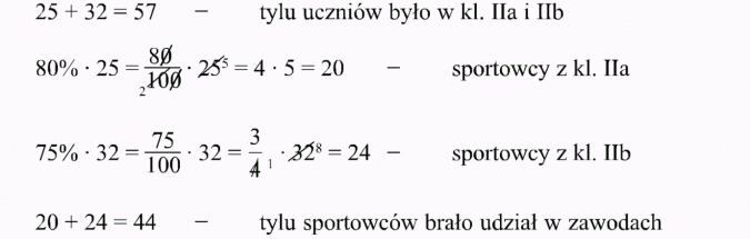 Zadania tekstowe. Tylu uczniów było w kl. IIa i IIb. Sportowcy z kl. IIa, sportowcy z kl. IIb. Tylu sportowców brało udział w zawodach.