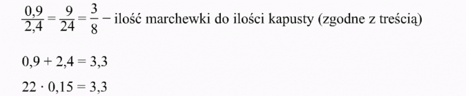 Zadania tekstowe. Ilość marchewki do ilości kapusty (zgodne z treścią).