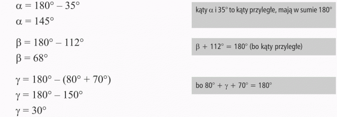 Kąty. Kąty alfa i 35 stopni to kąty przyległe, mają w sumie 180 stopni.