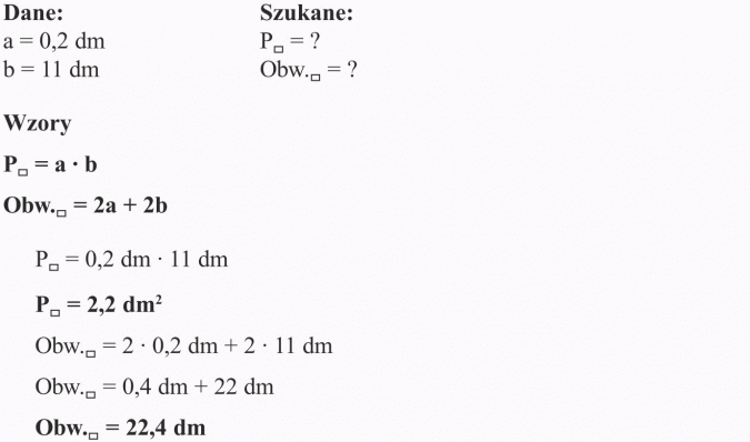 Pola wielokątów. Dane, szukane, wzory.