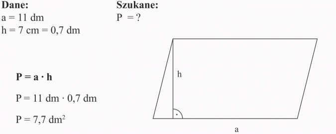 Pola wielokątów. Dane, szukane.