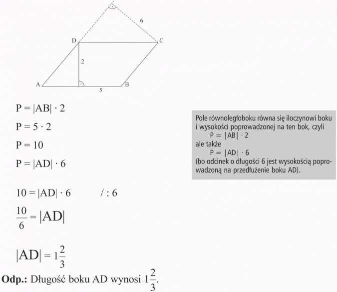 Boki Rownolegloboku Maja Dlugosci 10 I 12 Pola wielokątów - Matematyka - Opracowania.pl