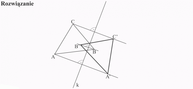 Symetria względem prostej. Rozwiązanie.