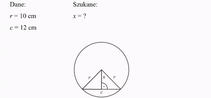 Zastosowanie twierdzenia Pitagorasa do rozwiązywania zadań. Dane, szukane.