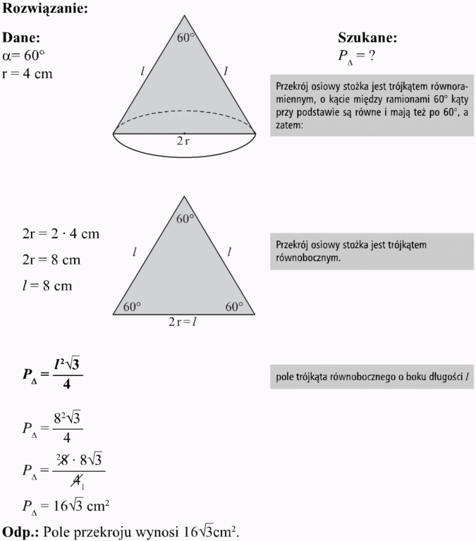 Przekrojem Osiowym Stożka Jest Trójkat Prostokątny O Polu Równym S Stożek - Matematyka - Opracowania.pl