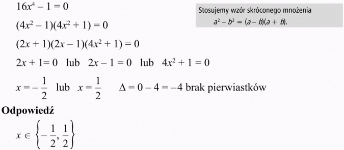 Równania i nierówności wielomianowe. Stosujemy wzór skróconego mnożenia... Brak pierwiastków.
