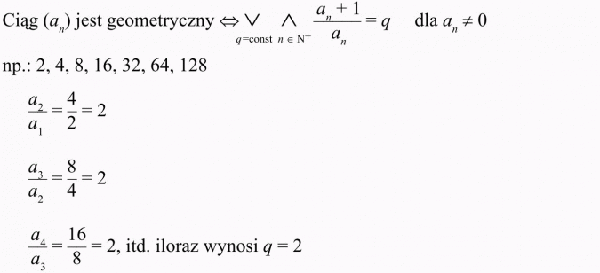 Ciąg geometryczny. Ciąg jest geometryczny... Iloraz wynosi...