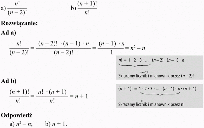 Permutacje. Rozwiązanie. Skracamy licznik i mianownik przez...