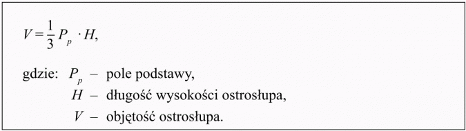 Objętość i pole powierzchni ostrosłupa. Pole podstawy, długość wysokości ostrosłupa, objętość ostrosłupa.