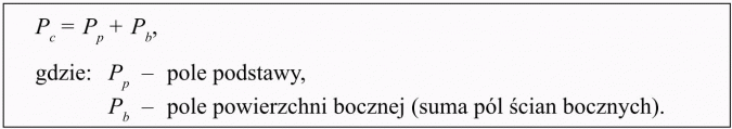 Objętość i pole powierzchni ostrosłupa. Pole podstawy, pole powierzchni bocznej (suma pól ścian bocznych).