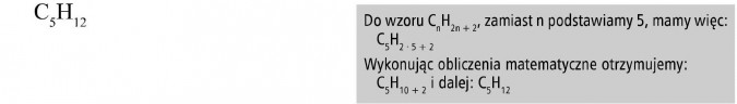 Alkany. Do wzoru... zamiast n podstawiamy 5, mamy więc... Wykonując obliczenia matematyczne otrzymujemy...