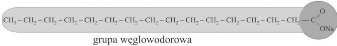 Mydła. Budowa cząsteczki mydła (ogonek - główka). Grupa węglowodorowa.