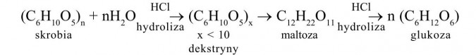 Wielocukry. Skrobia, hydroliza, dekstryny, maltoza, hydroliza, glukoza.