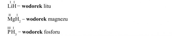 wodorek litu, wodorek magnezu, wodorek fosforu